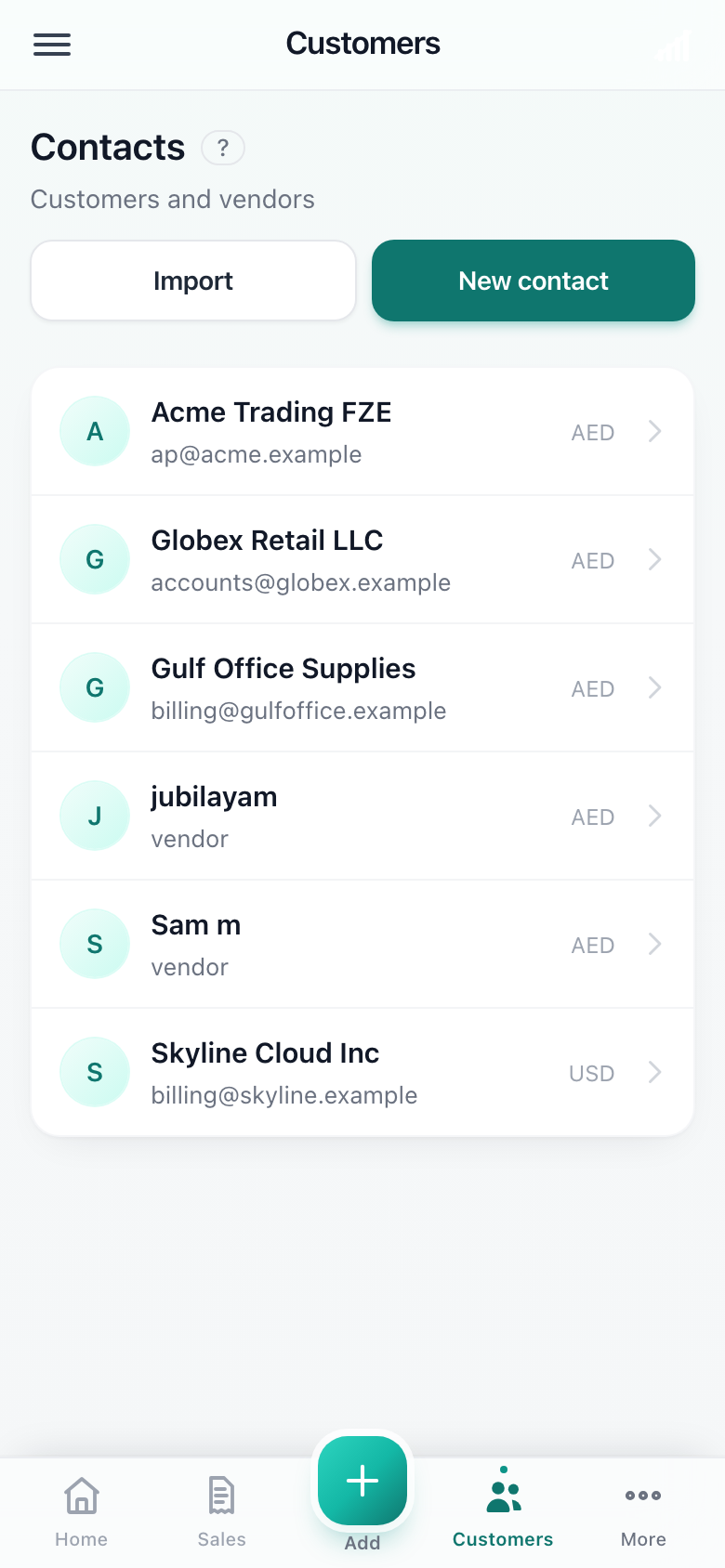 Your customers & contacts. — phone view