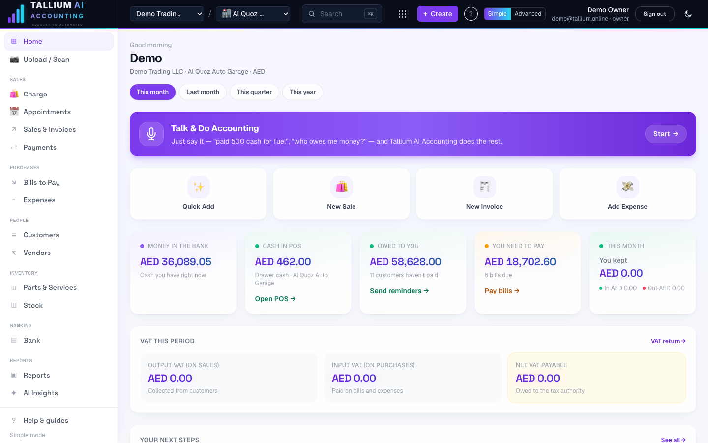 Tallium AI Accounting desktop screenshot