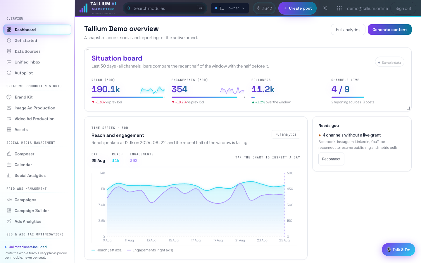 Tallium AI Marketing desktop screenshot